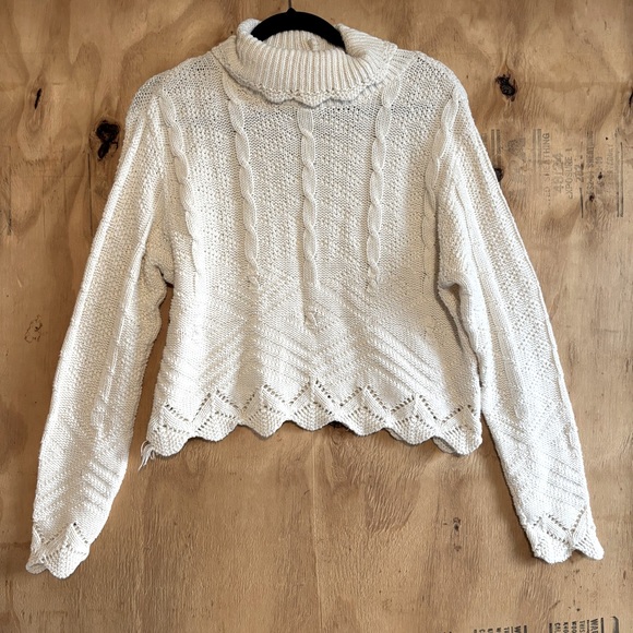 High Sierra Sweaters - Vintage High Sierra Knit 100% Cotton White Turtleneck Sweater Sz M
